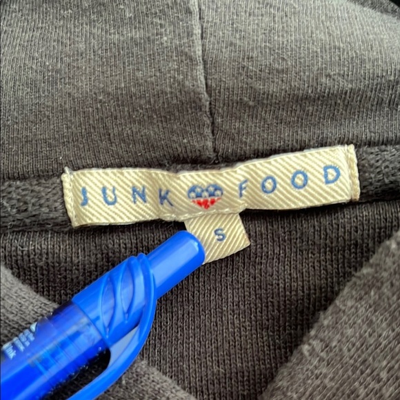 JUNK FOOD Clothing Black Cropped Hoodie Luxury Text Design size small - Picture 10 of 10